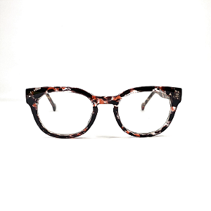 Óculos de grau feminino - Acetato modelo arredondado com estampa colorida no preto, vermelho, nude e marrom