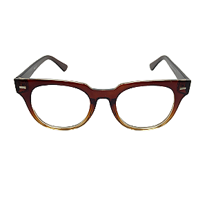 Óculos de grau - Armação redonda de acetato Tie dye no marrom e dourado