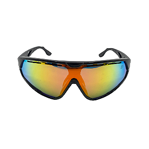 Óculos de sol esportivo Rogue - Armação preta com a lente espelhado na cor camaleão