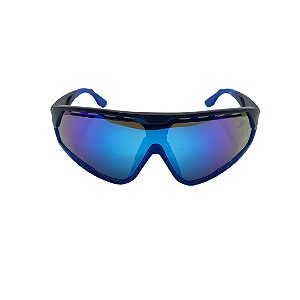 Óculos de sol esportivo Rogue - Armação preta com detalhe azul e lente na cor azul