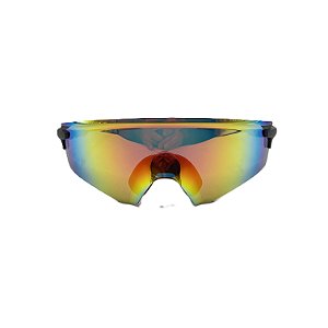 Óculos de sol esportivo Glow - Armação na cor preta e lente camaleão espelhado
