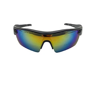 Óculos de sol esportivo Velocity - Armação na cor preta e lente espelhada camaleão