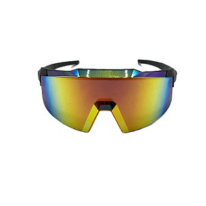 Óculos de sol esportivo Cancun - Armação na cor preta e lente espelhada camaleão laranja