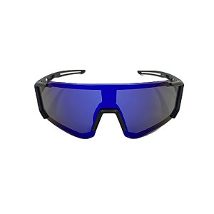 Óculos de sol esportivo Xtreme com clip para lente de grau - Armação na cor preta e lente polarizada azul com clip para lente de grau
