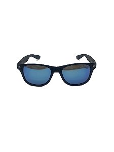 Óculos de sol Malibu - Armação preta com lentes polarizadas na cor azul espelhado