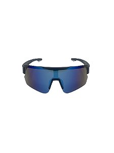 Óculos de sol esportivo Torque - Armação preta e lente espelhada na cor azul