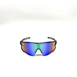 Óculos de sol esportivo Paradise - Armação preta lente verde camaleão
