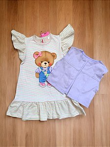 Vestido infantil kukiê em Cotton e Colete em Sarja