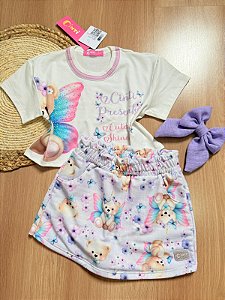 Conjunto Infantil Menina - Mundo Cinti short saia