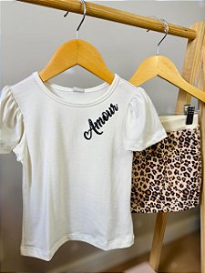 Conjunto Infantil com Shorts Saia - Animal Print