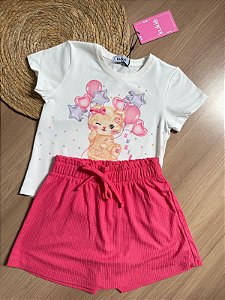 Conjunto Infantil Kukiê - Short Saia gatinha