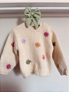 Blusa em Tricot Bordado - ZARA