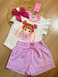 Conjunto Infantil Menina Kukiê Verão - Arco-íris
