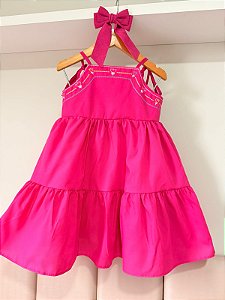 Vestido Mon Sucré Infantil Menina em Tricoline