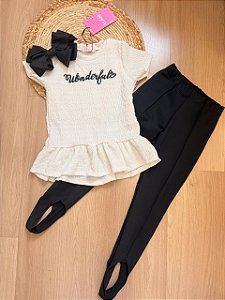 Conjunto de Blusa e Calça Legging em Fly Tech Kukiê Infantil Menina