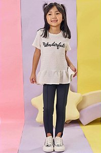 Conjunto de Blusa e Calça Legging em Fly Tech Kukiê Infantil Menina