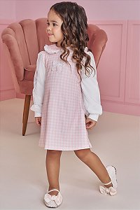 Vestido em Molecotton e Tule com Elastano Kukiê Bebê Menina