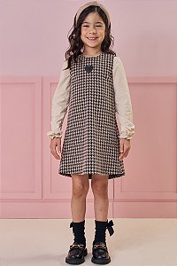 Vestido em Malha e Blusa em Cotton - Kukiê Infantil Menina