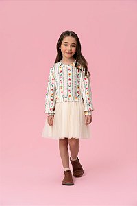 Vestido em Plush com saia em tule Mon Sucré