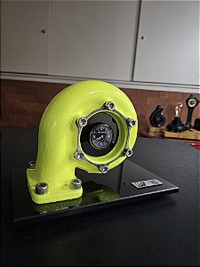 Expositor Turbina com relógio AMG + Base de Vidro 10mm - Amarelo Limão