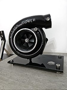Expositor Turbina Master Power .90 + base de Vidro - Preto Brilho
