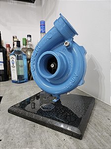 Expositor Turbina Garrett .50 + Base Fibra Carbono - Azul