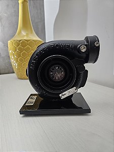 Expositor com Turbina Master Power .42 + Relógio + Base Vidro - Preto Fosco