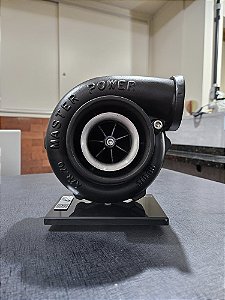 Expositor com Turbina Master Power .70 + Relógio + Base Vidro - Preto Fosco