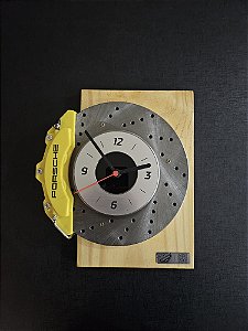 Relógio Parede 3.0 Disco de Freio PERFURADO - Porsche Amarelo