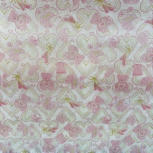 Tnt Estampado Metro - Ursinho Rosa