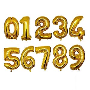 BALÃO META NÚMERO 40'' 1M - DOURADO