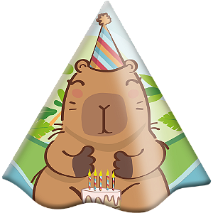 Chapéu de Aniversário Festa Capivara - 8 Unidades - Festcolor
