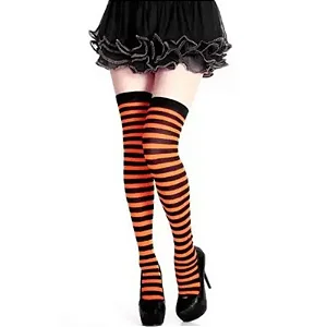 Meia Listrada 70 cm – Laranja e Preto