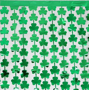 Cortina Metalizada Trevos Verde – 2 x 1 m