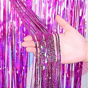 Cortina Decorativa Holográfica Pink – 1 x 2 m