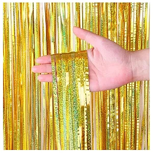 Cortina Decorativa Holográfica Dourada – 1 x 2 m