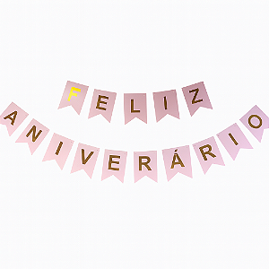 Faixa de Papel Feliz Aniversário – Rosa – 12x16 cm – 2,5 metros – 1 unidade