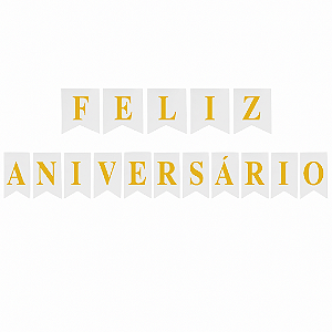 Faixa Feliz Aniversário – Branco – 2,5 metros – 1 unidade