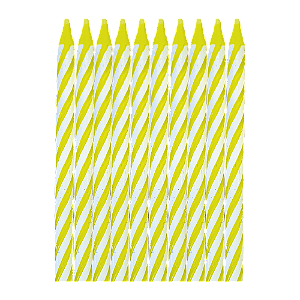 Vela Palito Espiral Amarela Pequena 6cm – 10 Unidades
