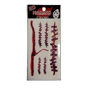 Adesivo de Papel Tatuagem Fake Cicatriz Halloween