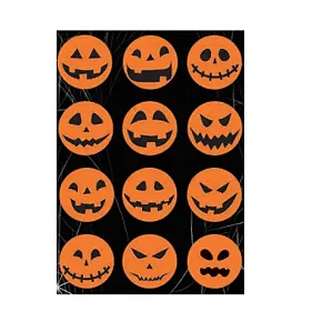 Adesivo Abóbora Halloween – Cartela com 24 Unidades