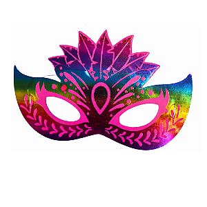 Máscara Penas Tons Neon – 12 Unidades – Pink