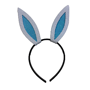 Tiara Coelho Páscoa Branco e Azul – 1 Unidade