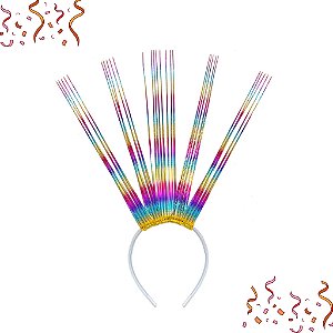 Tiara com Tiras Brilhante – 1 Unidade – Colorido (32 x 45 cm)