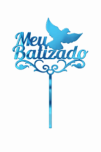 Topo de Bolo Acrílico Batizado Azul – 18 cm x 12 cm