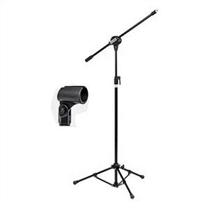 PEDESTAL MUSIC SHOP PRETO PARA MICROFONE PMV100 COM CACHIMBO