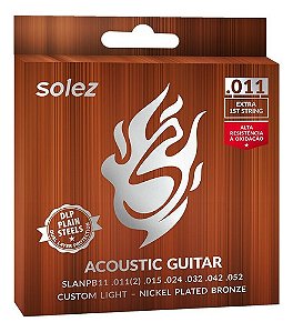 Jogo De Corda Violão Solez 011 Aço Slanpb11 + 1 Corda Extra