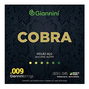 Jogo De Cordas Para Violão Cobra Aço 09 Giannini 85/15