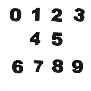 NUMERO REDONDO 3D 125MM PRETO LISO BRILHO
