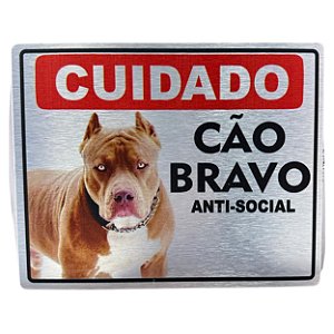 PLACA IDENTIFICAÇÃO DE CAO BRAVO LUXO COLORIDA 17,5 X 14CM
